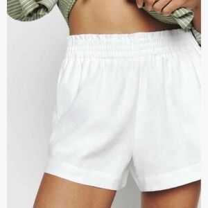 Reformation MILA 100% Linen Pull On Shorts SIZE: Large All White